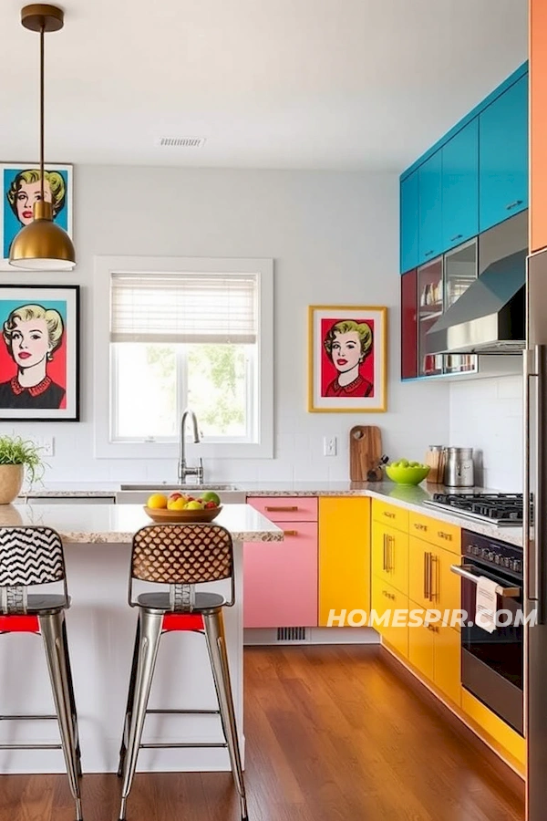 Pop Art Colors in Mid-Century Modern Kitchen Pop Art Colors in Mid-Century Modern Kitchen
