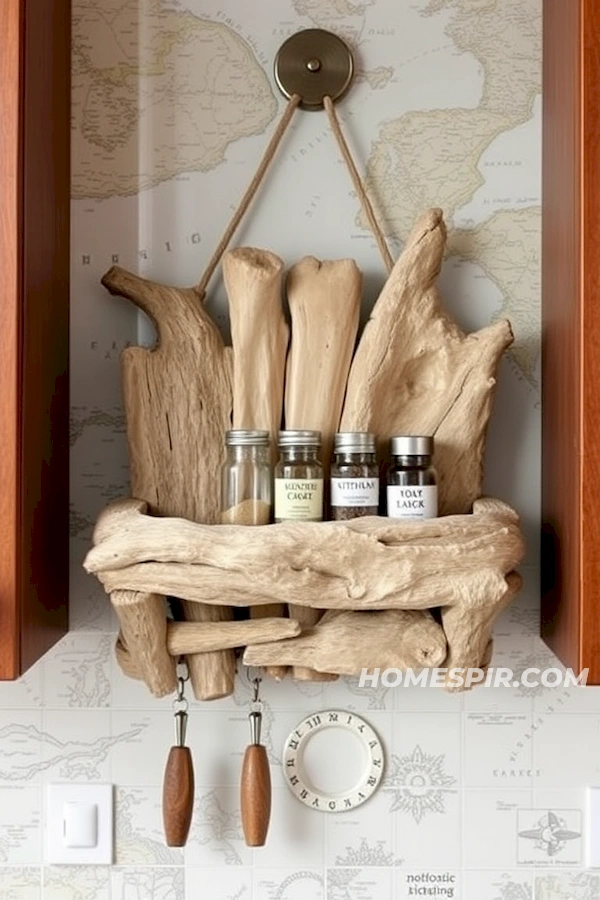 Practical Driftwood Spice Rack with Seaside Flair Practical Driftwood Spice Rack with Seaside Flair
