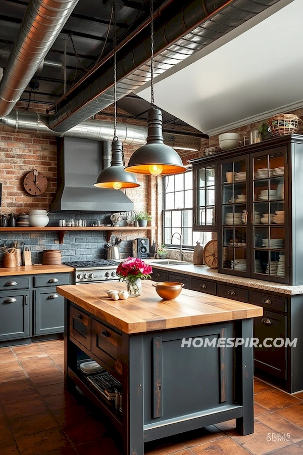 Rugged Ductwork in Eclectic Kitchen Design Rugged Ductwork in Eclectic Kitchen Design