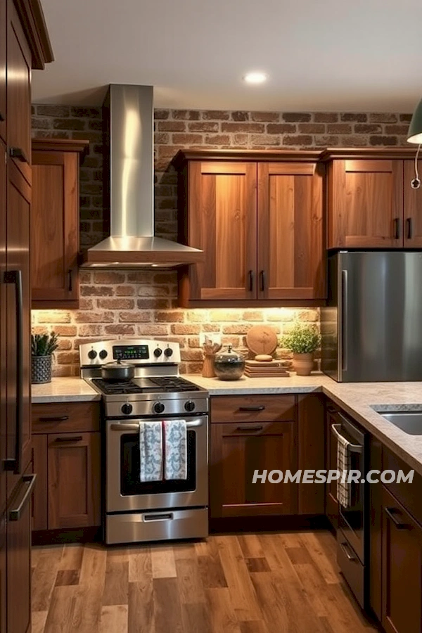 Rustic Bricks with LED Accents in Kitchen Rustic Bricks with LED Accents in Kitchen