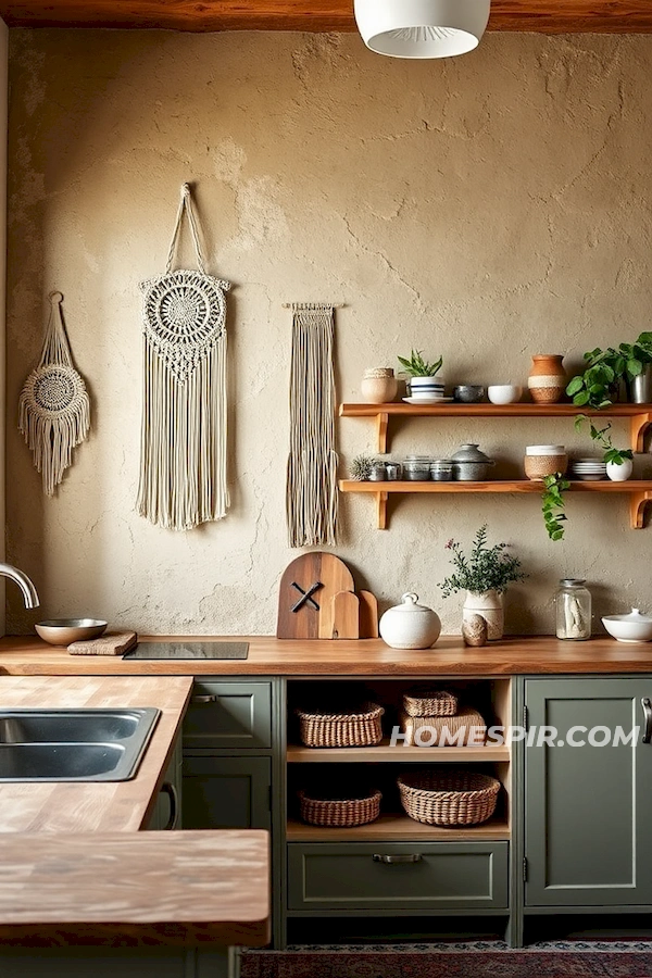 Rustic Charm with Textured Plaster in Boho Kitchen Rustic Charm with Textured Plaster in Boho Kitchen