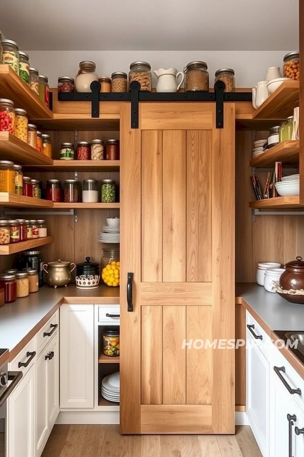 Rustic Iron Handles on Wood Barn Door Pantry Rustic Iron Handles on Wood Barn Door Pantry