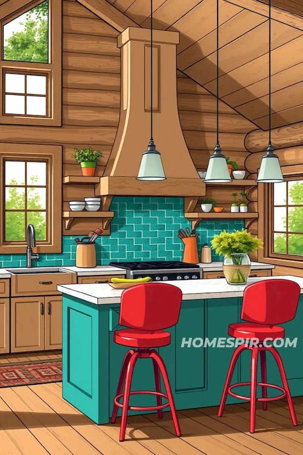 Rustic Kitchen with Modern Color Pops Rustic Kitchen with Modern Color Pops