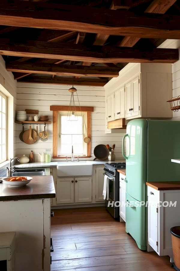 Rustic Vintage Kitchen with Mint Fridge Rustic Vintage Kitchen with Mint Fridge