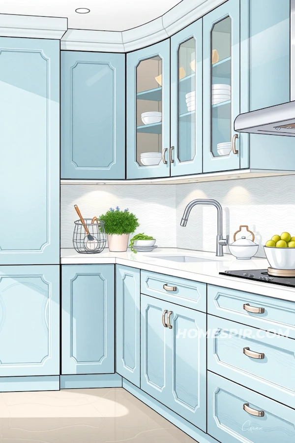 Sea-Color Accented Cabinets Sea-Color Accented Cabinets
