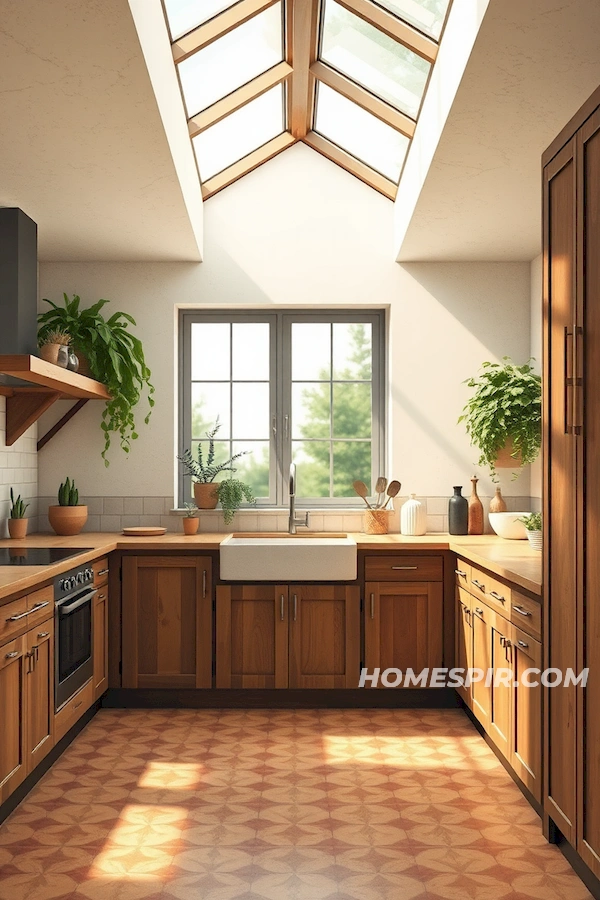 Skylight Illuminating a Natural Kitchen Oasis Skylight Illuminating a Natural Kitchen Oasis