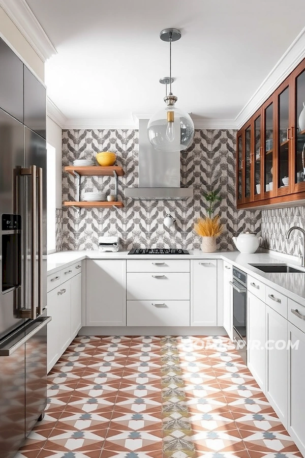 Sleek Glass and Bold Patterns in Modern Kitchen Sleek Glass and Bold Patterns in Modern Kitchen