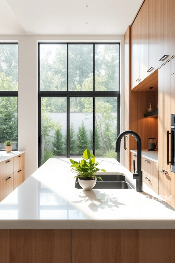 Sleek Marble and Wood Kitchen Decor Sleek Marble and Wood Kitchen Decor