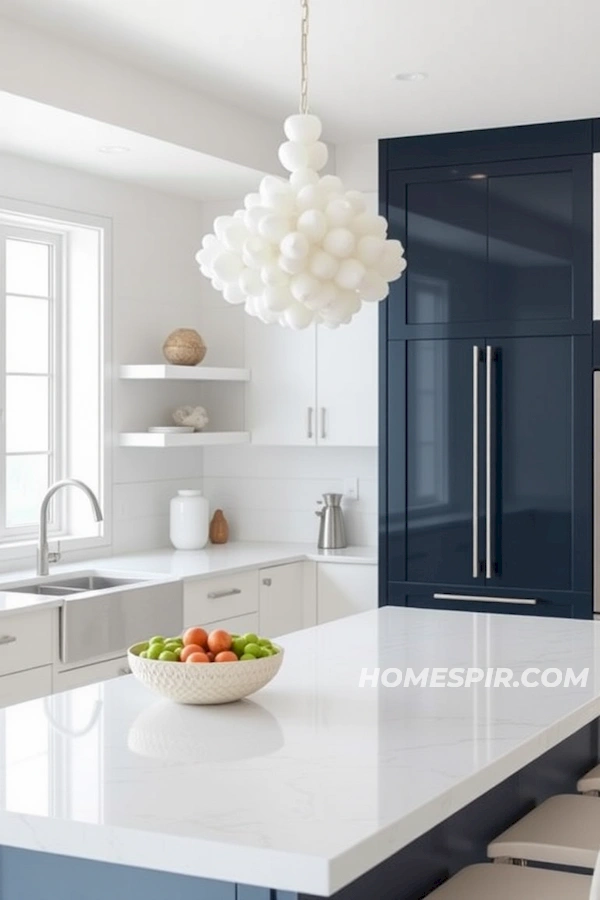 Sleek White and Navy Nautical Kitchen Design Sleek White and Navy Nautical Kitchen Design