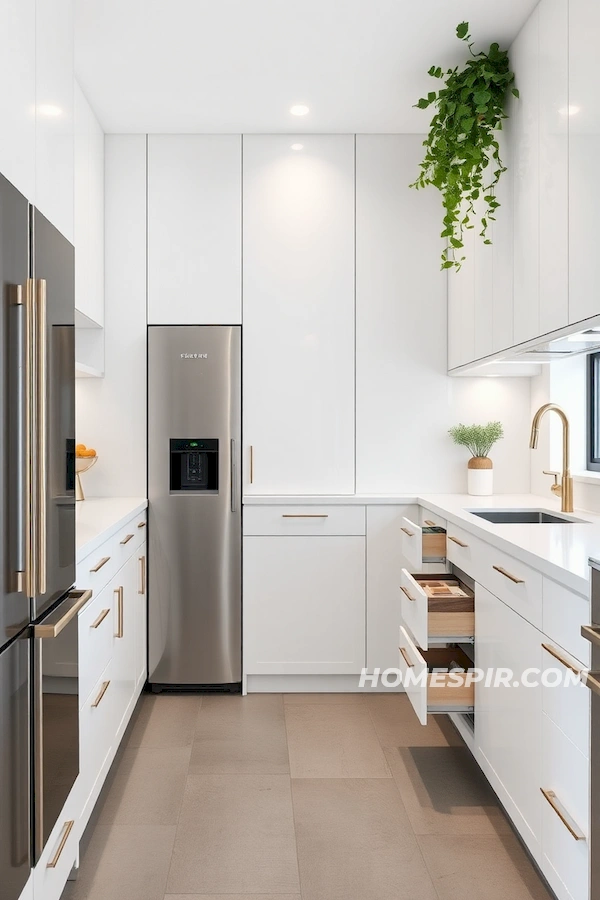 Sleek White Cabinetry with Hidden Features Sleek White Cabinetry with Hidden Features