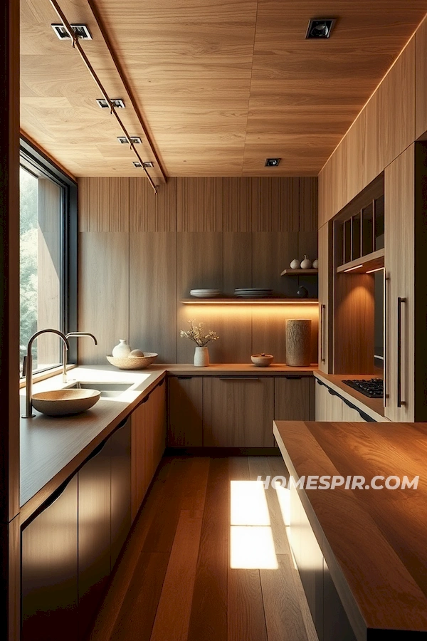 Sleek Wood Surfaces with Creative Lighting Sleek Wood Surfaces with Creative Lighting