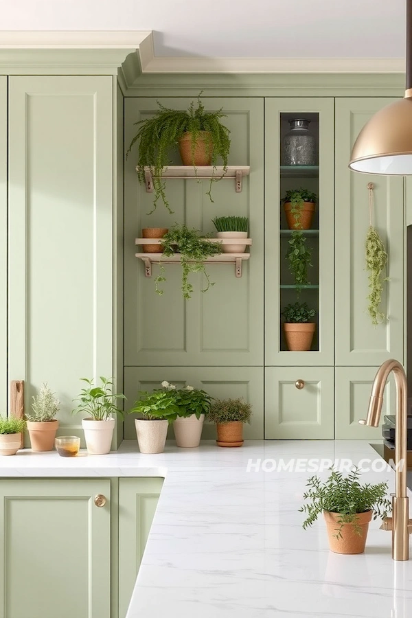 Soft Green Cabinets in Simple Minimalist Kitchen Soft Green Cabinets in Simple Minimalist Kitchen
