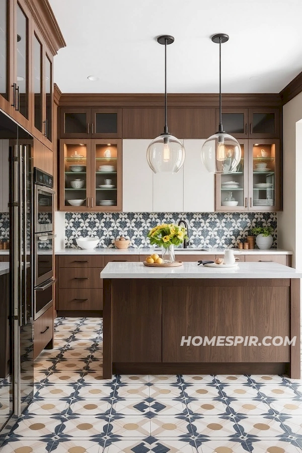 Sophisticated Glass Accents in Mid-Century Kitchen Sophisticated Glass Accents in Mid-Century Kitchen