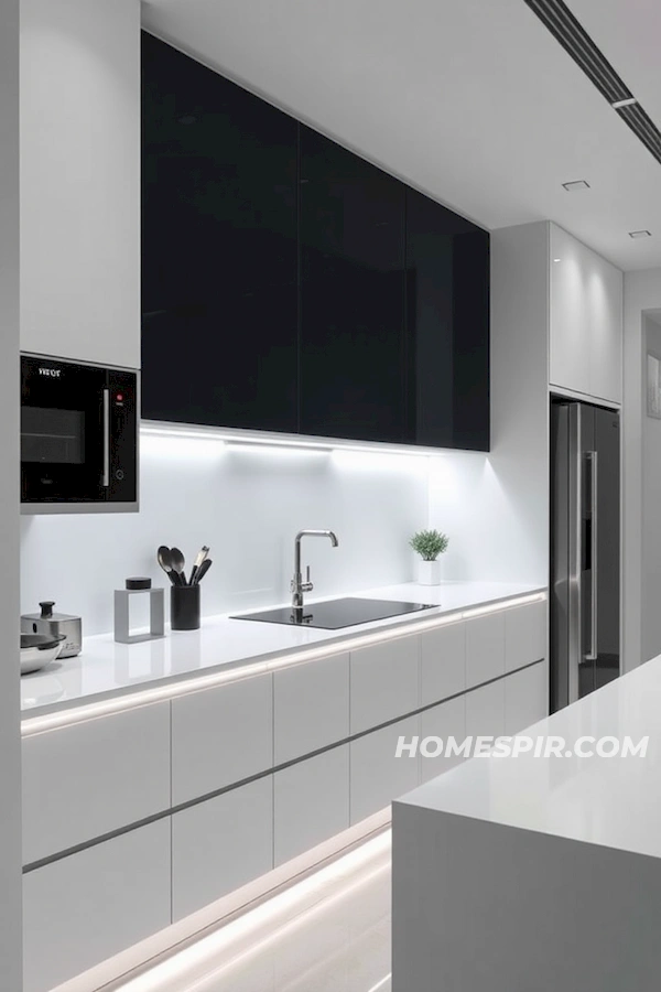 Space-Saving Kitchen with Fold-Away Features Space-Saving Kitchen with Fold-Away Features