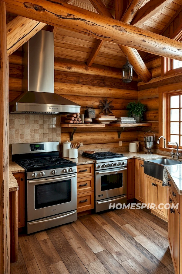 Stainless Steel in Rustic Log Home Stainless Steel in Rustic Log Home