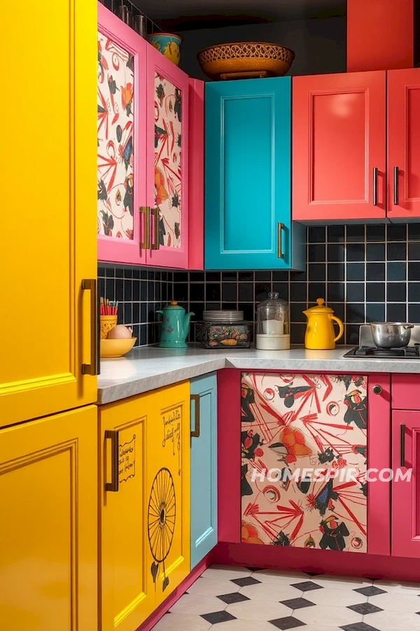 Striking Vintage Tiles in Eclectic Kitchen Striking Vintage Tiles in Eclectic Kitchen