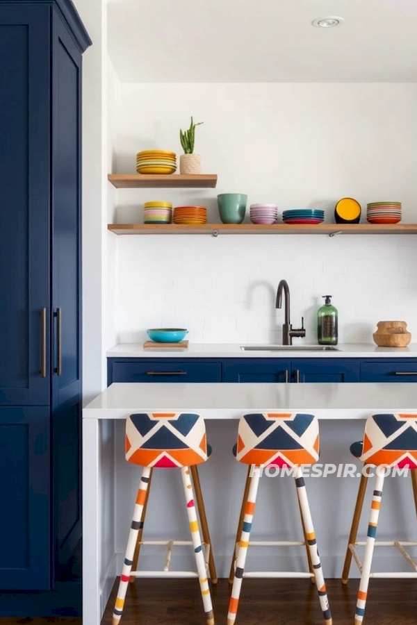 Studio Kitchen with Bold Dark Blue Accents Studio Kitchen with Bold Dark Blue Accents