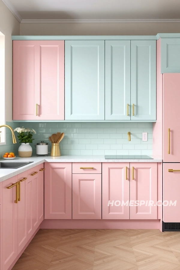 Studio Kitchen with Glamorous Pastel Touch Studio Kitchen with Glamorous Pastel Touch
