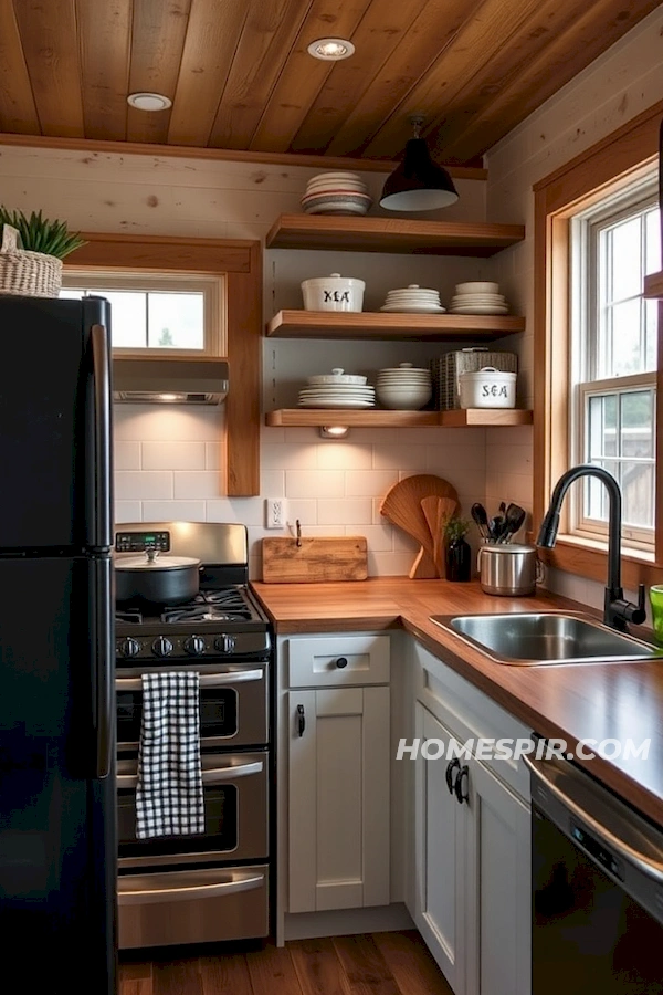 Stylish Tiny Kitchen with Space-Saving Appliances Stylish Tiny Kitchen with Space-Saving Appliances