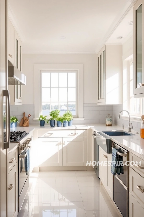 Sunlit Beach Kitchen with Nautical Hues Sunlit Beach Kitchen with Nautical Hues
