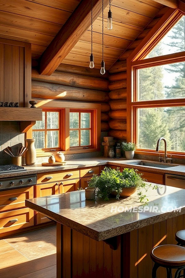 Sunlit Log Home Kitchen Design Sunlit Log Home Kitchen Design