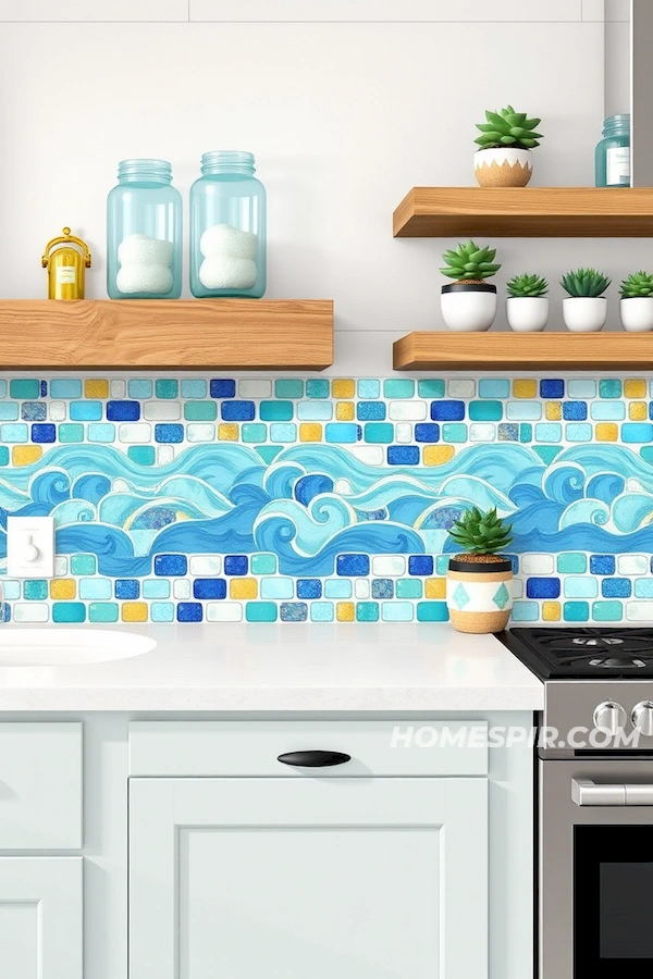 Surf Kitchen Decor with Sea Glass and Mosaic Tiles Surf Kitchen Decor with Sea Glass and Mosaic Tiles