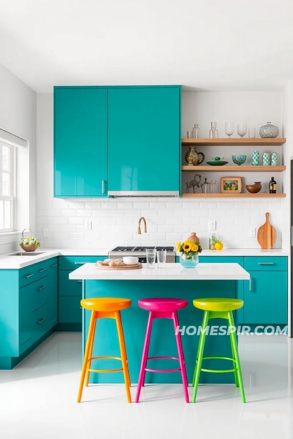 Teal Cabinetry Brings Color to Modern Kitchen Teal Cabinetry Brings Color to Modern Kitchen