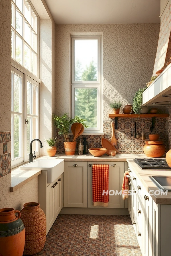 Terracotta and Morning Sunlight in Boho Kitchen Terracotta and Morning Sunlight in Boho Kitchen