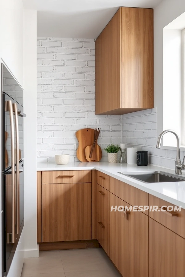 Textured Minimalist Kitchen with Brick Wall Textured Minimalist Kitchen with Brick Wall