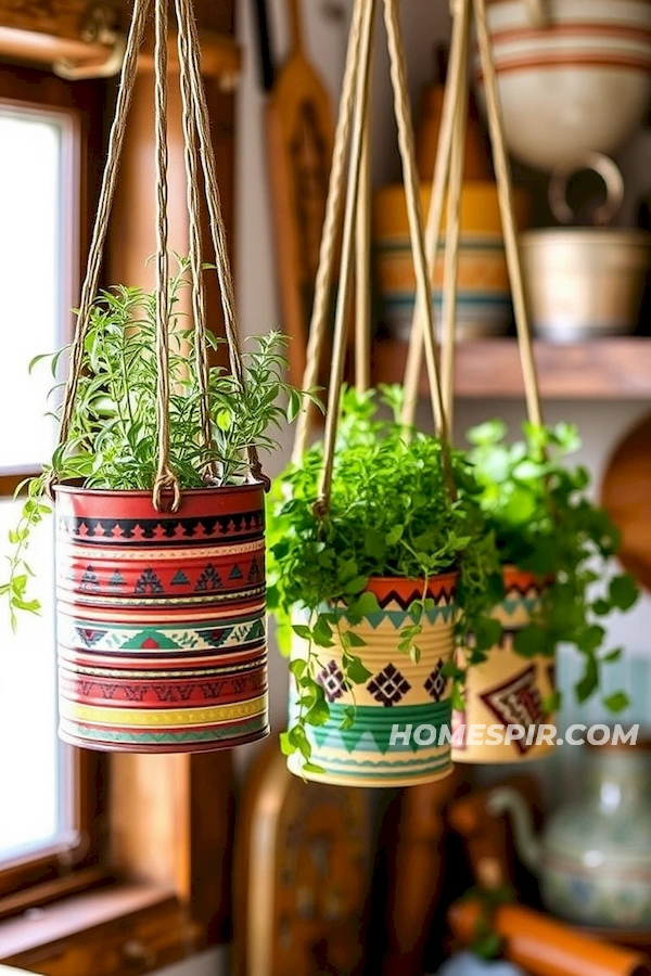 Tribal Patterns Adorn Boho Kitchen Planters Tribal Patterns Adorn Boho Kitchen Planters