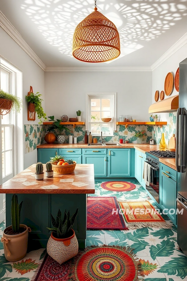 Tropical Boho Kitchen with Bold Tiles Tropical Boho Kitchen with Bold Tiles