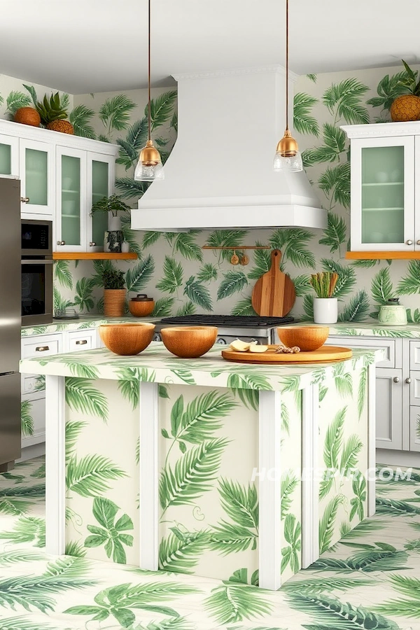 Tropical Paradise Countertop with Coconut Bowls Tropical Paradise Countertop with Coconut Bowls