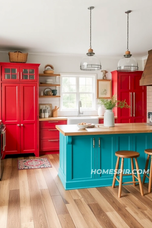 Turquoise Kitchen Feature in Farmhouse Style Turquoise Kitchen Feature in Farmhouse Style