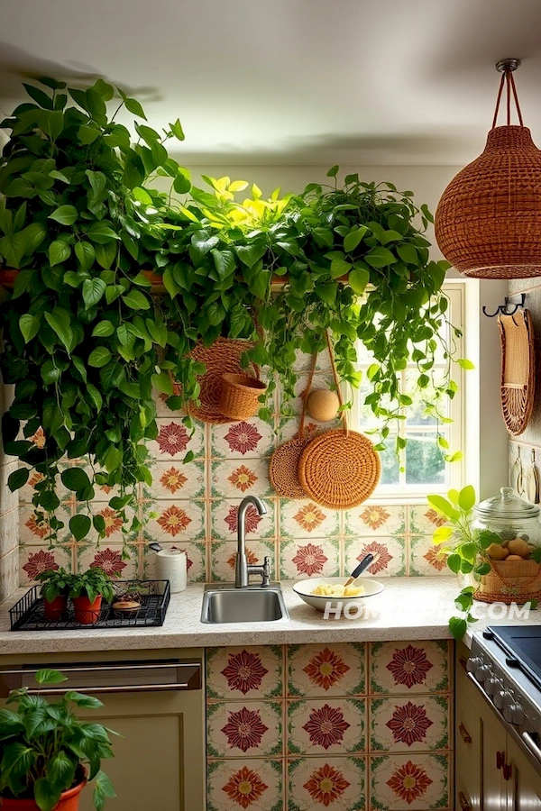 Vibrant Boho Kitchen with Greenery Vibrant Boho Kitchen with Greenery