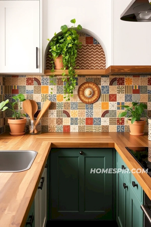 Vibrant Boho Kitchen with Mosaic Handmade Tiles Vibrant Boho Kitchen with Mosaic Handmade Tiles