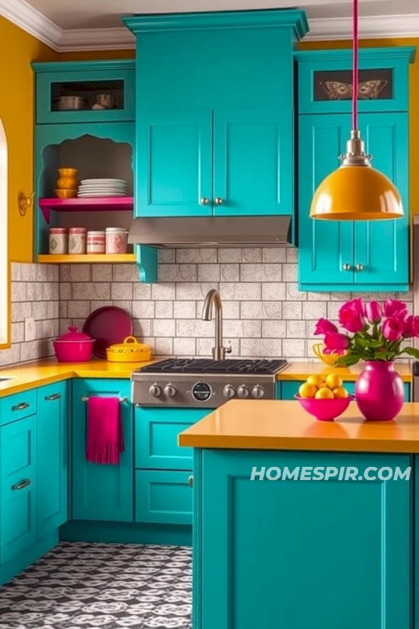 Vibrant Eclectic Kitchen with Bold Color Mix Vibrant Eclectic Kitchen with Bold Color Mix