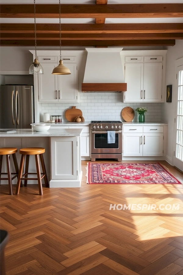 Vibrant Rugs in Elegant Farmhouse Kitchen Vibrant Rugs in Elegant Farmhouse Kitchen