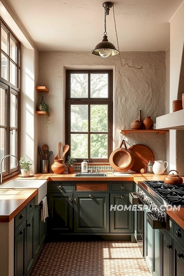 Vibrant Tiles and Wood in Morning Boho Kitchen Vibrant Tiles and Wood in Morning Boho Kitchen