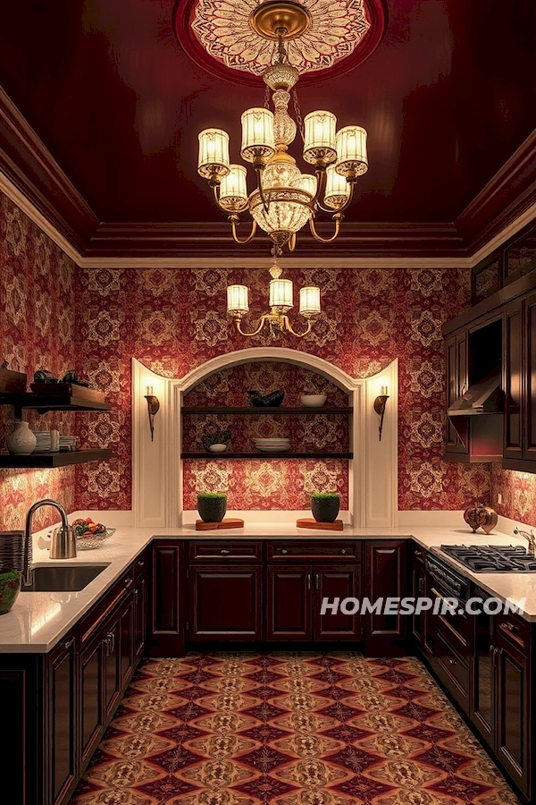 Vintage Chandelier and Patterned Walls Vintage Chandelier and Patterned Walls