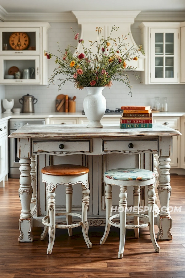 Vintage Cookbooks on a Romantic Kitchen Island Vintage Cookbooks on a Romantic Kitchen Island