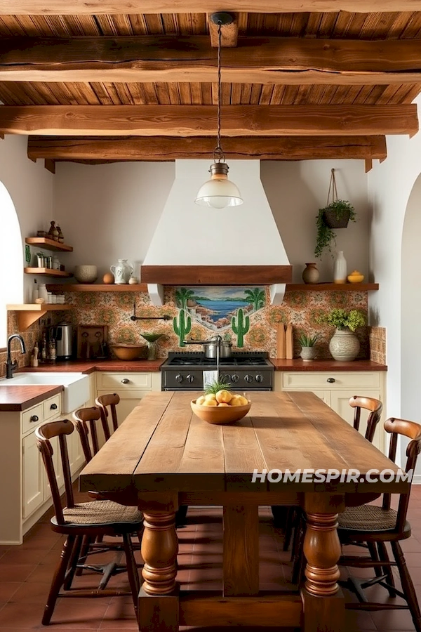 Vivid Tiles and Exposed Beams Kitchen Vivid Tiles and Exposed Beams Kitchen