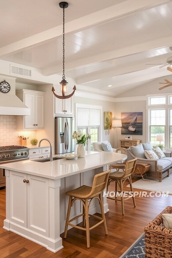 Welcoming Beach Kitchen with Central Island Welcoming Beach Kitchen with Central Island
