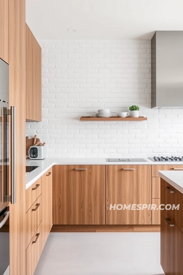 White Brick Accent Wall in Minimalist Kitchen White Brick Accent Wall in Minimalist Kitchen