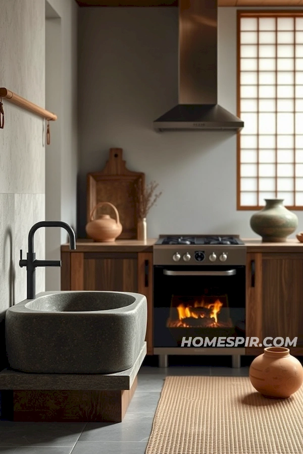 Wood and Earth Unity in Japanese Kitchen Wood and Earth Unity in Japanese Kitchen
