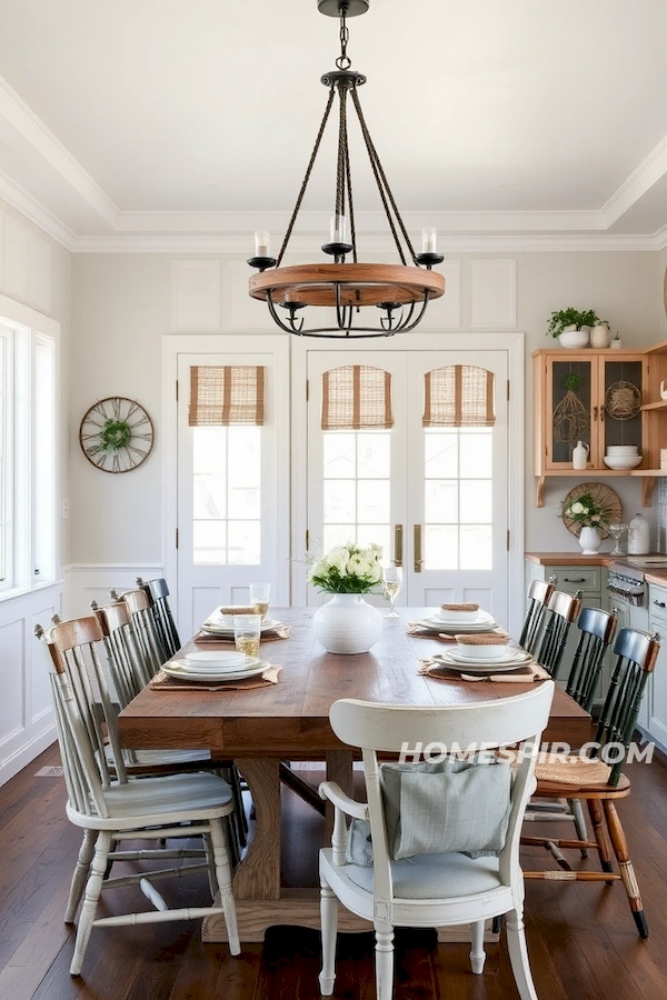 Wood and Iron Chandelier Over Farmhouse Table Wood and Iron Chandelier Over Farmhouse Table