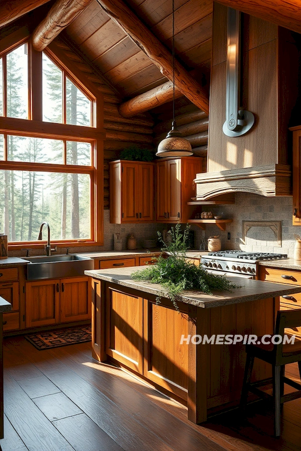 Wood and Stone Harmony in Sunlit Kitchen Wood and Stone Harmony in Sunlit Kitchen