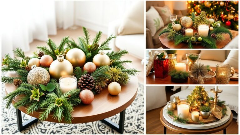 22 Eco-Friendly Christmas decor on a round coffee table To Brighten Your Home (Don’t Miss #7!)