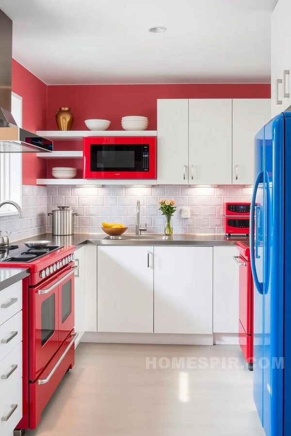 Colorful Retro Appliances in Bright Kitchen Colorful Retro Appliances in Bright Kitchen