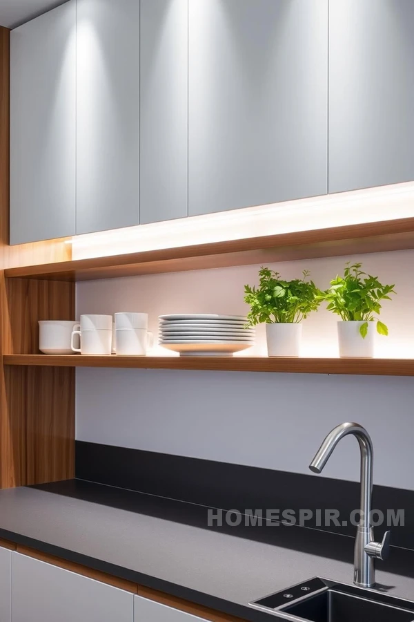 Contemporary Kitchen with Stylish Floating Shelves Contemporary Kitchen with Stylish Floating Shelves