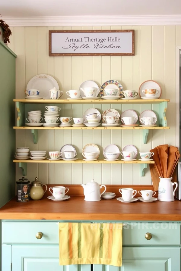 Cottage Kitchen Adorned with Charming Teacup Shelves Cottage Kitchen Adorned with Charming Teacup Shelves